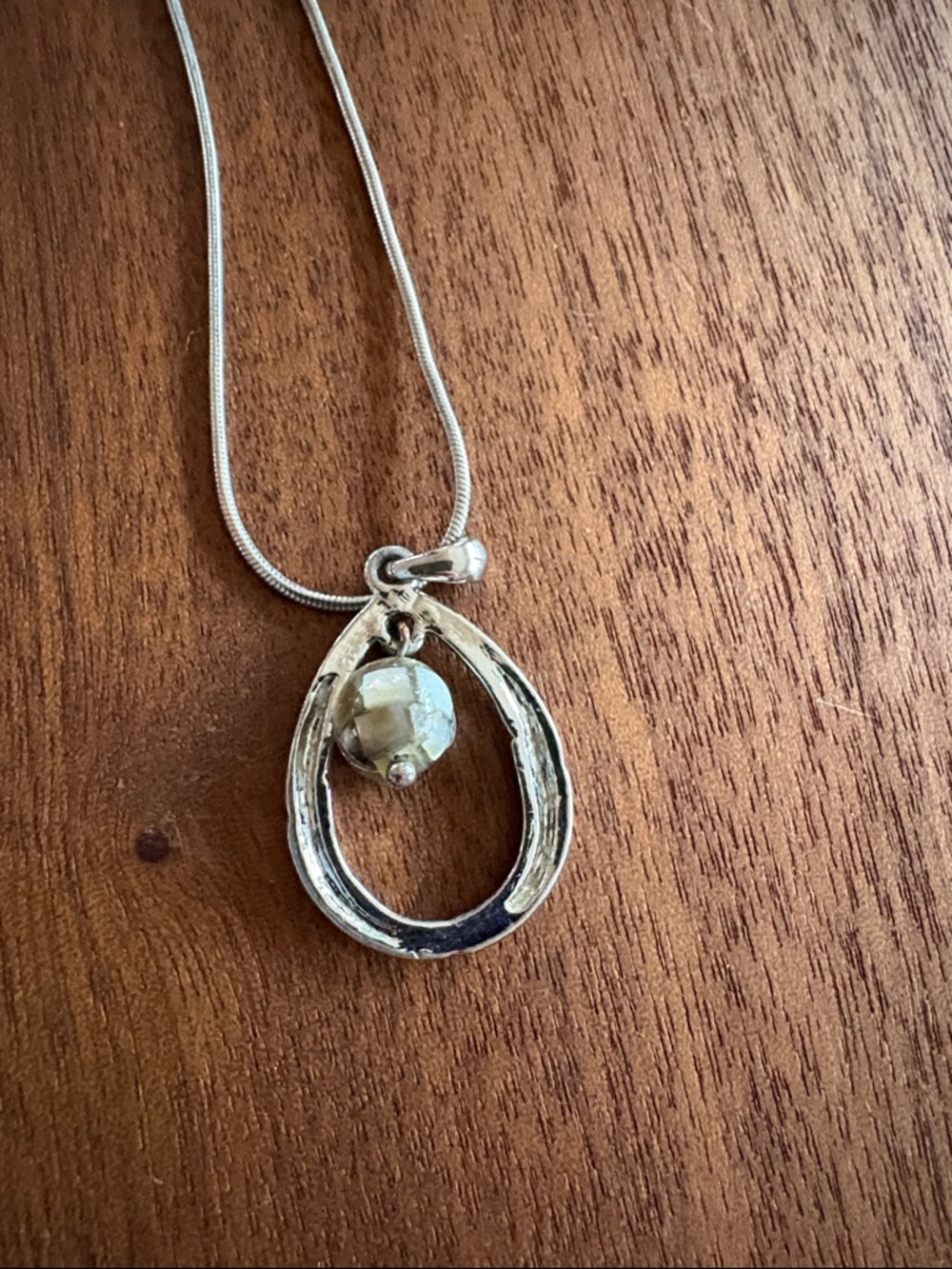 Lia Sophia Silver Teardrop Necklace with Lime Green Accent and Silver Pendant - Picture 7 of 7
